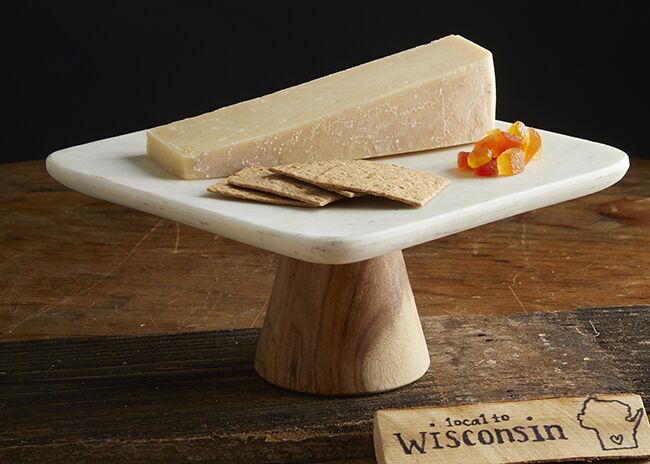 This is a picture of Chardonnay BellaVitano cheese, featured by Fromagination.