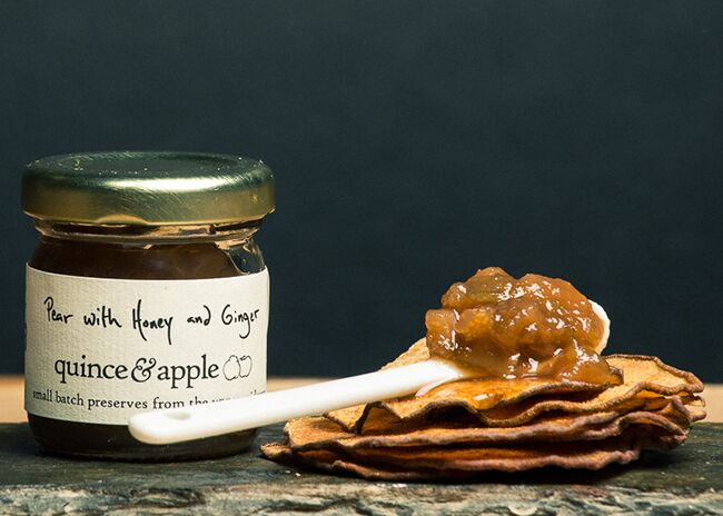 This is a picture of Quince & Apple's Pear with Honey and Ginger Preserves.