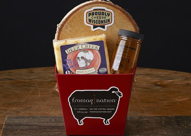 This is a picture of Rattle Snake cheese with Wisconsin honey.