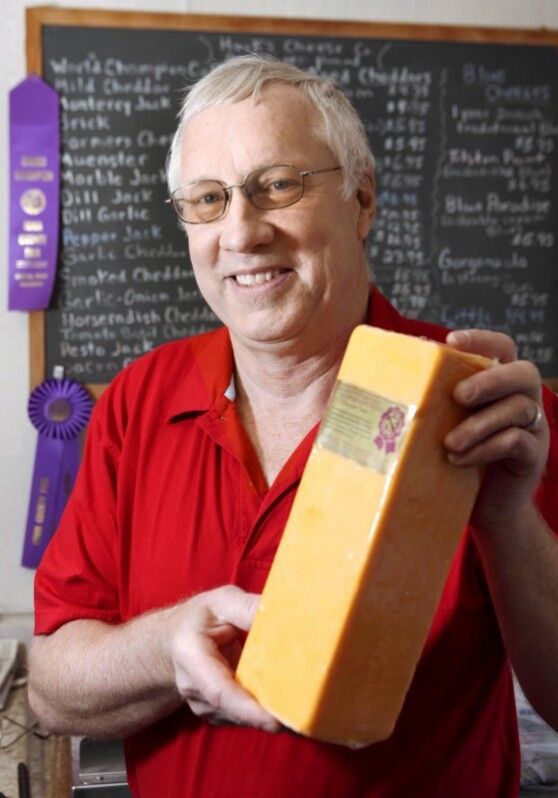 This is a picture of Tony Hook of Hook's Cheese in Mineral Point, Wisconsin